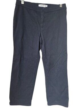 Lila Ryan Womens Cropped Navy Pants With Button Closure Size 4